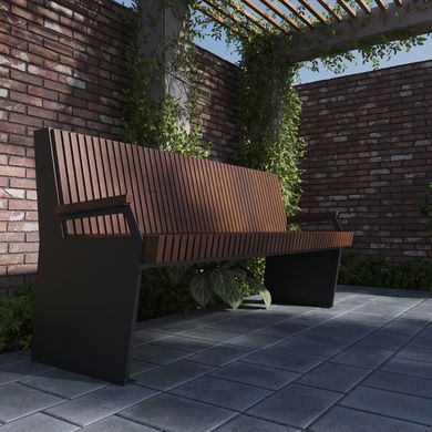 Скамейка уличная со спинкой &laquo;De Loft Urban Garden Pro&raquo; в стиле лофт (2000&times;640&times;840 мм)