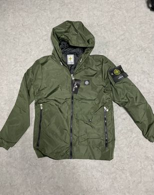 Чоловіча вітрівка Stone Island хакі плащівка з капюшоном