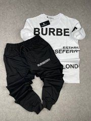 Комплект брюки+футболка Burberry черный+белый
