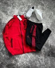 Спортивний тренувальний костюм чоловічий Adidas (червоний із чорним)