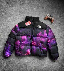 Куртка мужская зимняя The North Face черная с фиолетовым без капюшона