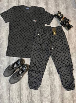 Комплект штани+футболка Louis Vuitton  сірий в чорний принт