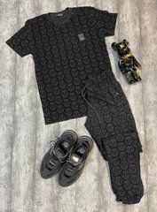 Комплект брюки+футболка Philipp Plein серый в черный принт