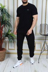 Комплект брюки+футболка Dior серый в черный принт