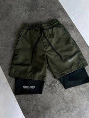 Шорти з підкладкою для спорту  кольору хакі Nike