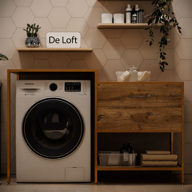 Тумба для стиральной машины с выдвижными ящиками в стиле лофт&nbsp;De Loft LaundryFrame