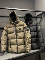 Куртка зимова з капюшоном чорна\хакі  Stone Island
