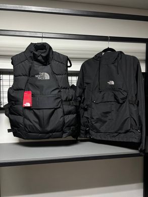 Чоловічий теплий жилет The North Face чорний амарок на косій застібці з утяжками