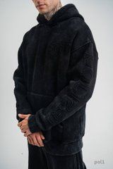 Худі чорний на флісі з капюшоном