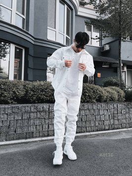 Oversize костюм чоловічий котон-джинс білий