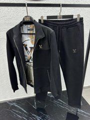 Спортивный костюм LOUIS VUITTON черный на флисе с лого