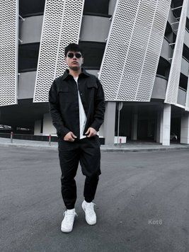 Oversize костюм чоловічий котон-джинс чорний