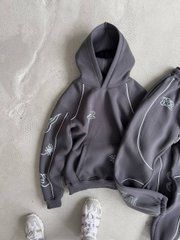 Спортивный костюм серый на флисе с лого