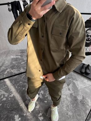 Oversize костюм чоловічий котон-джинс хакі