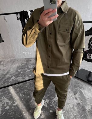 Oversize костюм чоловічий котон-джинс хакі