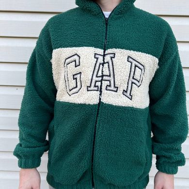 Мужская толстовка Gap Плюшевая на замке цвет зеленая