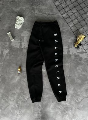 Спортивные брюки BALENCIAGA черные на флисе с лого