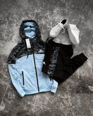 Спортивний легкий костюм чоловічий Adidas (чорний із блакитним)