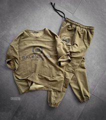 Костюм футболка+штаны Balenciaga горчичный