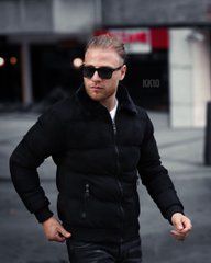 Куртка мужская зимняя черная замшевая без капюшона