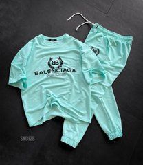 Костюм футболка+штаны Balenciaga бирюзовый