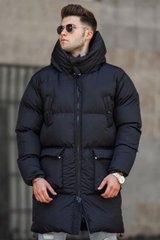 Чоловіча подожена зимова куртка з карманами чорна