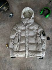 Куртка зимняя мужская белая Stone Island отстегивается капюшон