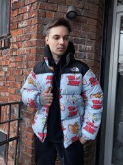 Куртка мужская зимняя без капюшона The North Face Tom and Jerry