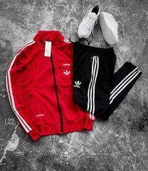 Спортивний костюм без капюшона чоловічий Adidas (чорний, червоний)