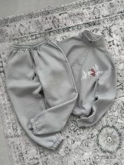 Спортивний костюм сірий на флісі з лого