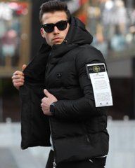 Куртка мужская зимняя черная Stone Island с капюшоном