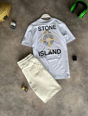 Комплект Футболка Шорти чоловічий ,білий Stone island