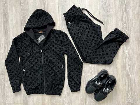 Мужской спортивный костюм Louis Vuitton черный на молнии с к