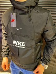 Чоловіча вітрівка амарок Nike чорна з капюшоном та затяжками